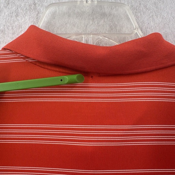 Nike Dri Fit Polo Shirt Mens XXL Orange Striped Short‎ Sleeve Golf Performance - Picture 5 of 8